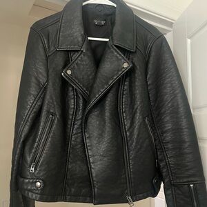 SZ US 12 Topshop Classic Black Leather Jacket